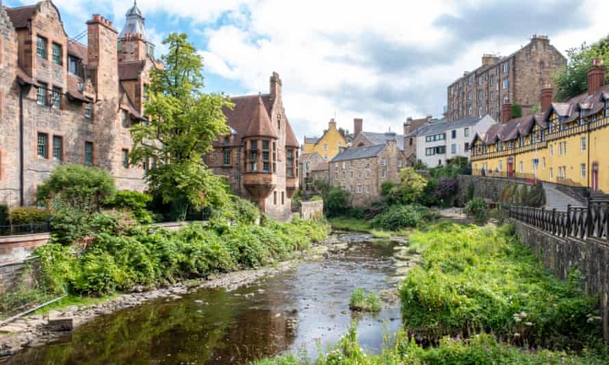 The Water of Leith, flowing through Dean Village in Edinburgh.